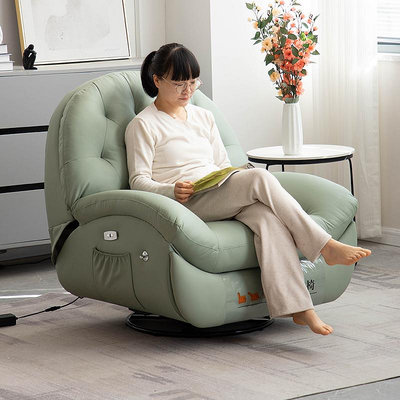 太空沙發艙電動多功能單人沙發懶人搖椅躺椅貓抓皮歐式客廳美甲椅-Princess可可