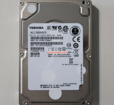 Toshiba東芝浪潮900G SAS 2.5 10K 12G 64M AL13SEB900伺服器硬碟