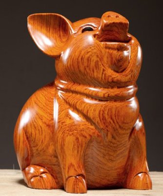 花梨木木雕豬擺飾 手工雕刻工藝福氣豬擺飾 招財豬天然木製雕刻裝飾品開業禮品居家擺件