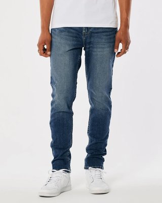 HCO Distressed Dark Wash Athletic Skinny Jeans牛仔褲