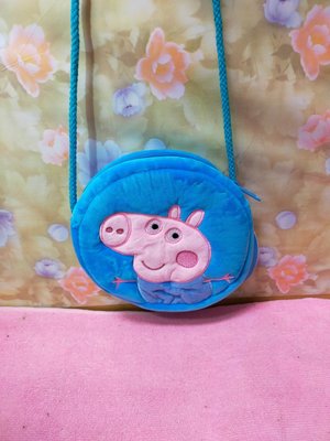 正版 Peppa pig 粉紅豬小妹 佩佩豬 喬治 兒童 圓形 斜跨包 零錢包 斜背包