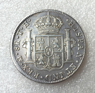 【可議價】180-西班牙1806年卡洛斯四世8R雙柱銀幣，210多年的【店主收藏】7610