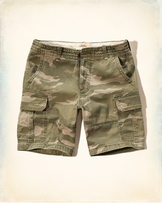 ?? 2016 Hollister Cargo Shorts 海鷗 重磅迷彩工作短褲(31) A&amp;F