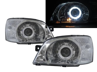 卡嗶車燈 HYUNDAI 現代 Getz/Click 02-05 光導LED天使眼光圈魚眼 大燈 電鍍