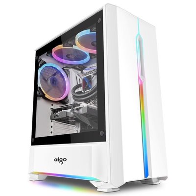 Aigo愛國者月光寶盒T20 臺式電腦機箱RGB燈光大側透游戲水冷機箱~特價