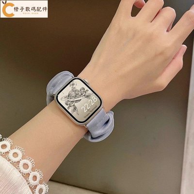 Apple Watch 歐根紗大腸圈錶帶 髮圈錶帶 iwatch8 SE S6 S7 41mm 45mm 女生錶帶[橙子數碼配件]
