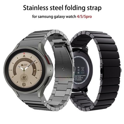 SAMSUNG 適用於三星 Galaxy Watch 4 5/5 pro 40mm 44mm 45mm 錶帶無間隙金屬鏈