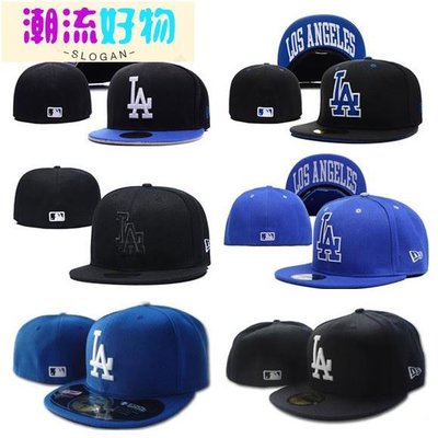 ☁LA洛杉磯道奇隊MLB 棒球帽尺碼帽全封閉帽 潮牌帽子Los Angeles Dodgers平簷帽 老帽嘻哈帽板-潮流好物