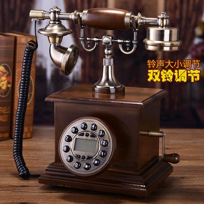窩美創意復古電話時尚實木歐式仿古電話機 家用座機工藝禮品老式電話機