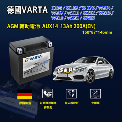 CS車材 VARTA 華達電池 德國製造 BENZ 賓士 輔助電池 AUX14 AGM 帶透氣孔 代客安裝 膠體電池