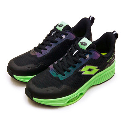 利卡夢鞋園–LOTTO 專業避震前掌氣墊慢跑鞋--SP600系列--黑綠--3015--男
