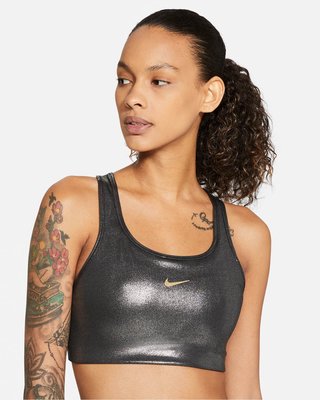 Nike Swoosh Icon Clash Sports Bra 銀灰科技感運動內衣 一片式襯墊短版運動背心 女 S 155/80A training bra