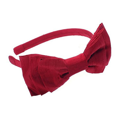 ㊣ 美國八卦小報 ㊣ L. Erickson USA 美國手工製做 三層立體蝴蝶結紅色絲質髮箍
