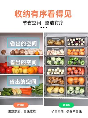 抽屜式收納盒冰箱保鮮盒塑料冷凍儲物食品級廚房蔬菜雞蛋整理日式~特價家用雜貨