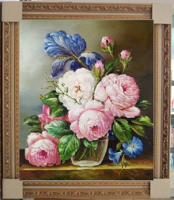 『府城畫廊-手繪油畫』牡丹花－花開富貴－62x72－(含框價，可換框)－有實體店面，我們店有在裱框－G1555