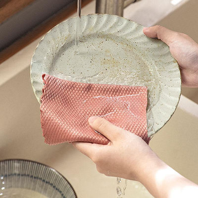 魚鱗抹布家用廚房干濕兩用吸水不留痕掉毛擦玻璃洗碗清潔布瑤瑤小鋪