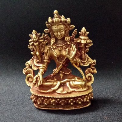 【天馬行銷】白度母 尼泊爾製純銅鎏金佛像
