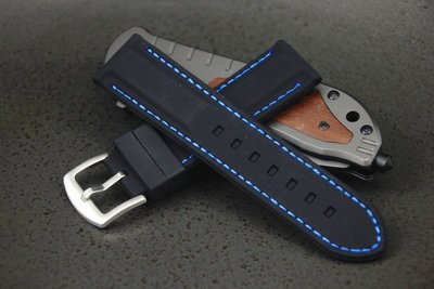 22mm silicone賽車疾速風格矽膠錶帶不鏽鋼製錶扣,藍色縫線,雙錶圈,diesel seiko