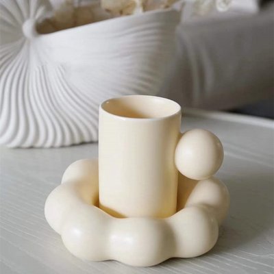 可愛雲朵陶瓷馬克杯 創意雲朵咖啡杯套裝個性陶瓷水杯-星紀