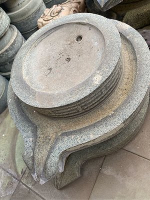 (古藝老歷史）15組早期青斗石雕刻石磨（中型）清倉一起賣園藝風水造景擺設佈置茶盤
