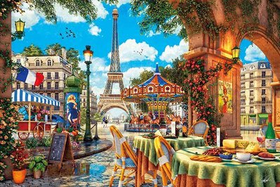 1000-867 1000片日本進口拼圖 繪畫風景 法國巴黎艾斐爾鐵塔 旋轉木馬 小餐館 Dominic