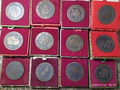 中國十二生肖動物黃銅仿古舊銀紀念幣 收藏銅幣 八卦時辰硬幣舊幣
