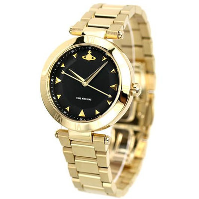 Vivienne Westwood 手錶 35mm 黑色錶面 鍍金錶帶 男錶 女錶 上班族 生日 禮物 VV206BKGD