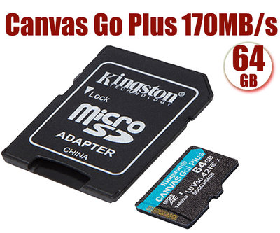 KINGSTON 64G 64GB microSDHC Canvas Go Plus 170MB/s 金士頓 記憶卡