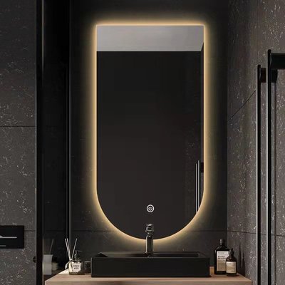 現貨熱銷-LED智能拱門形無邊框浴室鏡衛生間自粘帶燈掛墻鏡洗手間觸摸鏡滿仟免運