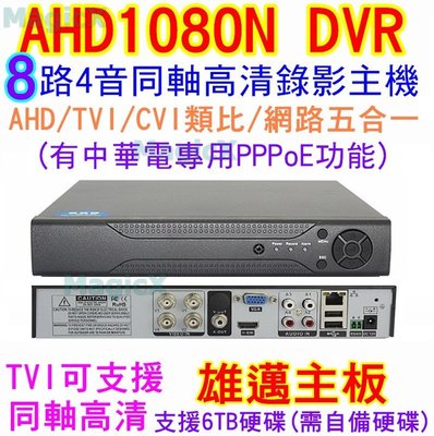MAX安控-DIY首選AHD DVR8路4聲類比AHD-NH 網路NVR高清1080P畫面監控主機手機遠端監控HDMI輸