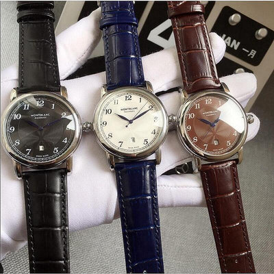 七七代購#MONTBLANC 萬寶龍手錶 男士手錶 自動機械手錶 42mm 腕錶 真皮錶帶 針扣 配件齊全氣質經典 明星同款
