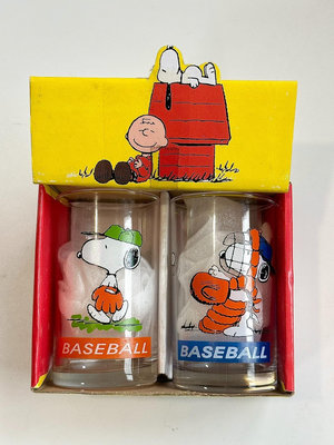 日本中古Snoopy史努比 棒球印花玻璃杯