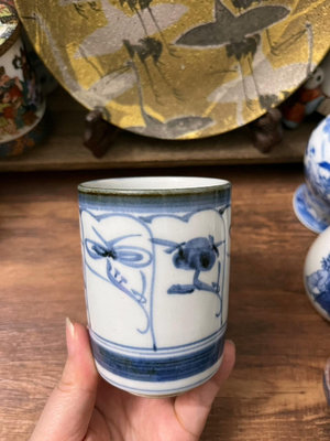 新 日本回流瓷器明治大正時期老瓷古董瓷老瓷手繪釉下彩靈芝紋收藏年