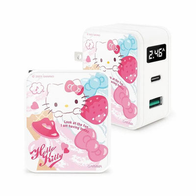 永橙 GARMMA 三麗鷗 Hello Kitty Type-C & USB PD快充雙孔充電器 甜蜜冰淇淋【板橋魔力】