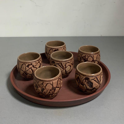 早期全新手工六個陶瓷茶杯