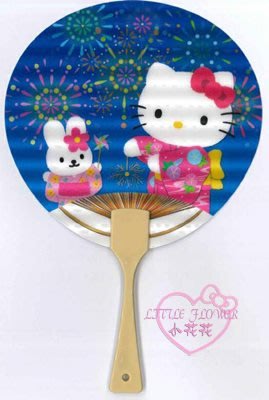 ♥小花花日本精品♥HelloKitty哆啦a夢藍色夏季煙火節扇子日本製單一價~3