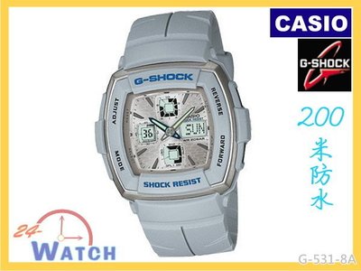 G-351-8A銀白面灰色橡膠錶帶G-351《台灣CASIO公司貨》卡西歐G-SHOCK方形四眼電子錶24-Watch