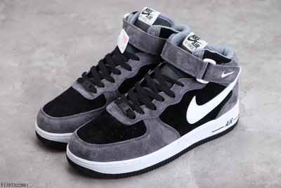 NIKE Air Force 107 Mid 黑灰 麂皮 時尚 低幫 滑板鞋 QT3369-996