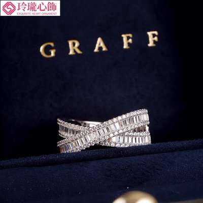 G ome Graff 交叉雙排鑽石戒指 925 純銀塗層 18k 高碳 5a 鑲嵌金-玲瓏心飾
