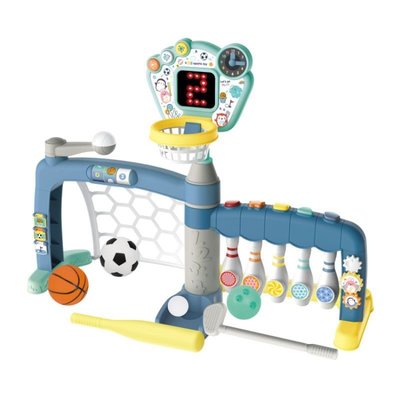 五合一籃球架電子計分保齡球足球高爾夫棒球室內3合1親子運動玩具~特價