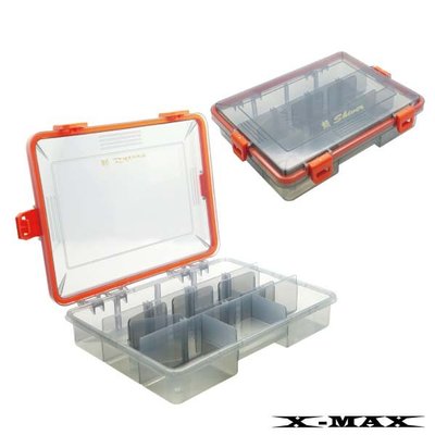 X-MAX~顫Shiver~A組路亞盒-防水透黑11格路亞盒(橘)~海釣~磯釣~釣魚~小物