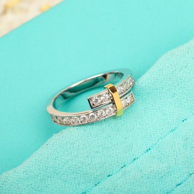 【少女館】新款Tiffany戒指經典 18K 黃金排圓形明亮式切割鑽石相連戒指情侶對戒指環首飾 珠寶 飾品WCC97