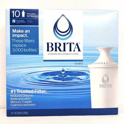 Brita 濾水壺專用圓形濾心/濾芯 (10入) (和舊款相容，效率更好可過濾151公升) 2023年後製