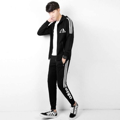 100％原廠Adidas 愛迪達 衛衣 男 春秋款 連帽 長袖 男士時尚 運動 跑步運動服 開衫套裝