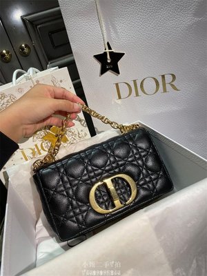 小甄二手Dior 迪奧 Caro黑色 金扣 小號 手提包 鏈條包 單肩包 真品 實拍