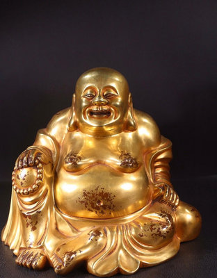 【二手】銅鎏金 彌勒佛造像32888【木清院】【二手】銅器 佛像 擺件