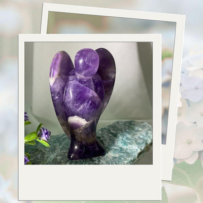 天然紫水晶天使雕件,水晶雕件,大天使水晶提升靈性,高75mm寬46mm厚25mm,現貨實品拍攝XL1
