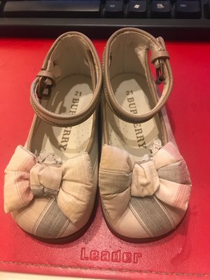 全新 真品 Burberry 粉色 格紋 娃娃鞋 女童鞋