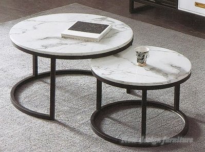 【N D Furniture】台南在地家具-特價工業風圓底座人造石面大小圓几組/茶几組合LH