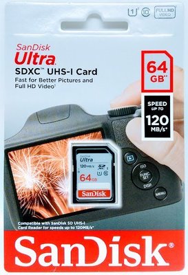 SanDisk Ultra SDXC-64G 120MB/s 記憶卡 UHS-I ･SD 64GB 公司貨